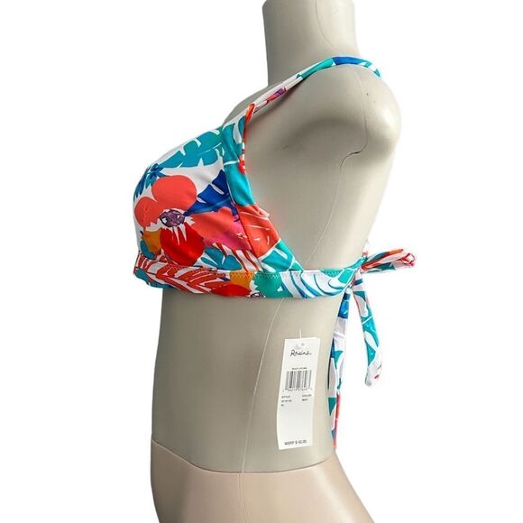 Raisins Beach Life White and Blue Tropical Print Bikini Swim Cross Back Top XL - Picture 3 of 8